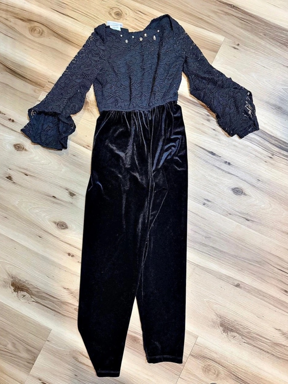 Black Lace Velvet Jumpsuit Like New